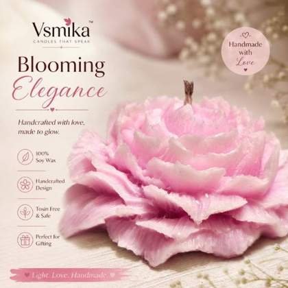 VSMIKA Blooming Rose Flower Candle