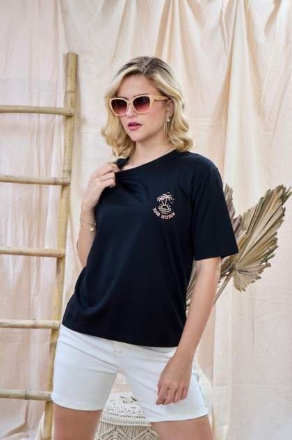 Women Navy Logo Oversized Tee