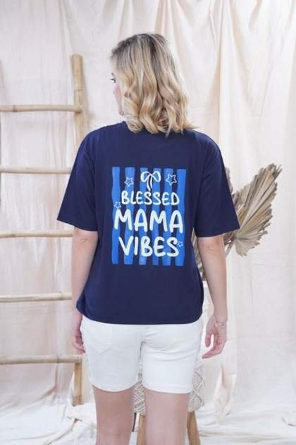 Women Blue Slogan Print Tee